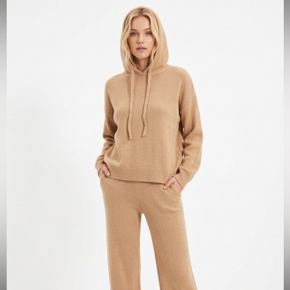 Express cozy caramel color soft hooded and pants outfit